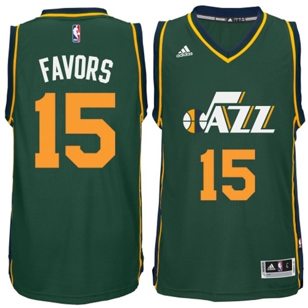 Men's  Jazz #15 Derrick Favors 2014-15 New Swingman Alternate Green Jersey